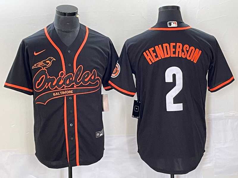 Mens Baltimore Orioles #2 Gunnar Henderson Black Cool Base Stitched Baseball Jersey